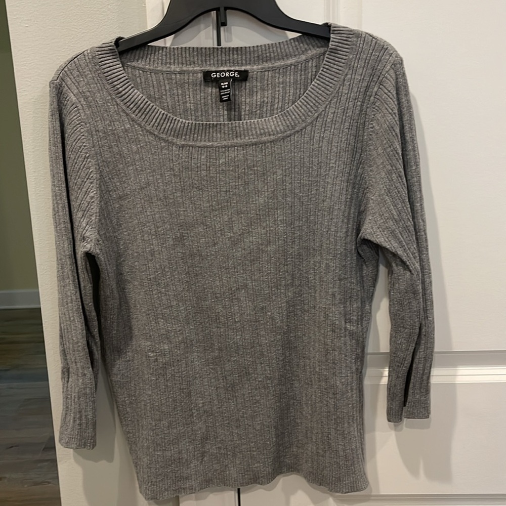 George 3/4 sleeve ribbed gray sweater, size xl, great neutral, very versatile